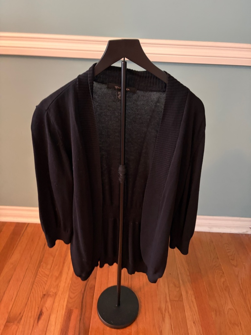 89th & Madison Black Knit Cardigan with Open Front